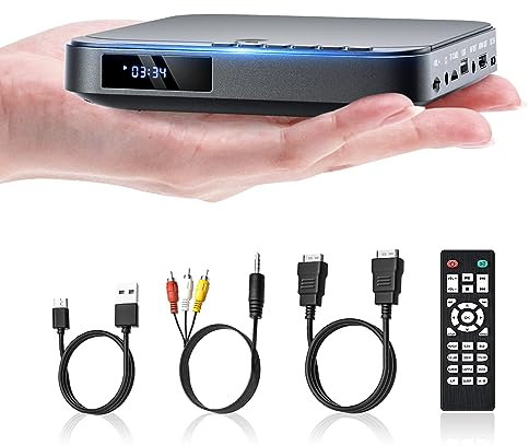 Mini DVD Player, DESOBRY DVD Player für TV, HD 1080P DVD Player HDMI mit Allen Regionen, USB/TF-Karteneingang, Fernbedienung, unterstützt PAL/NTSC, MD115B
