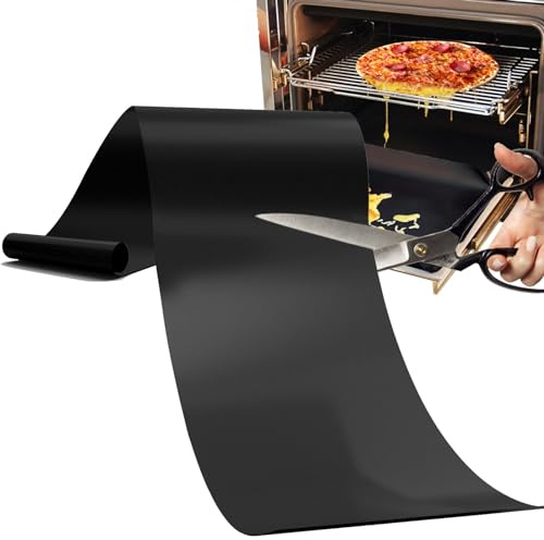 Demiwise 16x75 Inch Oven Liner Roll for Bottom of Oven - Thick Heavy Duty Non-Stick Teflon Mat, BPA & PFOA Free, Custom Cut to Size for Stovetops, Grills & Air Fryers (Black)
