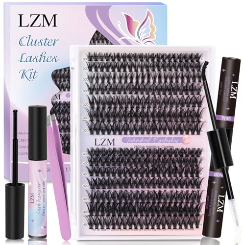 LZM Selbstklebende Wimpern D Curl 9-16mm Wimpern Mit Pinzette 30D+40D | 280Pcs Lash Extension Set wimpern selbstklebend Ohne Kleber Natürliche press on lashes