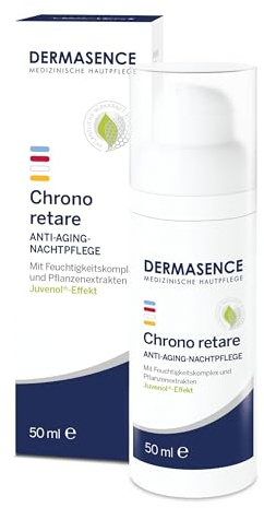 DERMASENCE Chrono retare Anti-Aging-Nachtpflege, 50 ml | Reichhaltige Anti-Aging-Nachtpflege, mit Juvenol®, Hyaluron und Antioxidantien, stärkt die Hautbarriere, vegan