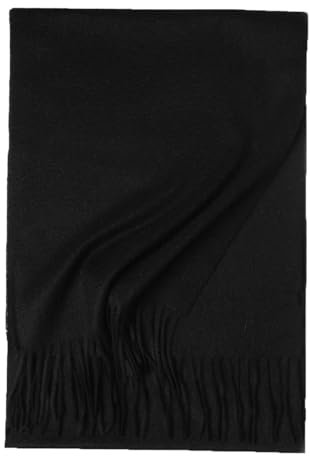Kaschmir-Schal für Damen, einfarbig, Winter, Pashmina, Herren, warm, weich, Kaschmir-Schal, Schwarz , 180-30 cm