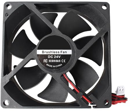Jopto Mini ventilateur de refroidissement silencieux sans balais 92 x 92 x 25 mm 9225 DC 24 V à double roulement à billes avec terminal à 2 broches compatible avec imprimante 3D PC CPU Boîtier