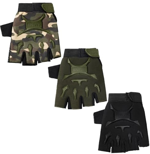 Boao 3 Pairs Kids Half Finger Bike Gloves Non-Slip Breathable Adjustable Birthday Gift for Boys Girls for Bike Workout(Exquisite,5-8 Years)