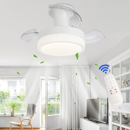 Luyaim Aspas Retractiles Ventilador De Techo Con Luz Y Mando A Distancia LED Regulable 6 Velocidades Reversible DC Motor Plafon Ventilador Techo Con Luz Para Dormitorio Salon Moderna Diseño