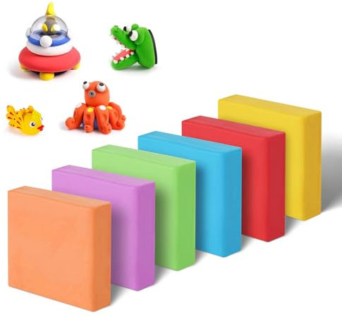 Lot de 6 gommes souples à pétrir, multicolores, pour enfants, croquis, art, gommes à pétrir, avec étui, sans poussière, pour artistes, fournitures scolaires