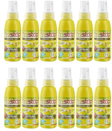 HW CASA Citronella Spray Zanzare,12 Confezioni da 100 ml,Made IN ITALY Spray Antizanzare,Aggiunta Essenza Naturale Antizanzare Spray Antizanzare Bambini,Spray Zanzare Esterno per Giardino, Viaggio