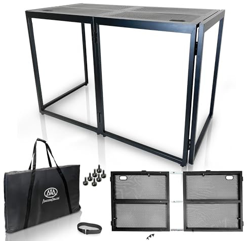 AxcessAbles Tragbarer DJ-Tisch, 137,2 x 68,6 cm, übergroßer Arbeitsplatz, 88,9 cm Stehhöhe, 180 kg Kapazität, stabiler FOH-Soundschreibtisch aus Aluminium und Stahl, für DJs, Mischpulte