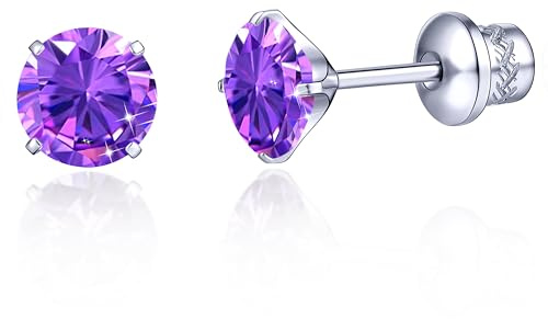 TitanHeart G23 Titan CZ Ohrstecker, Hypoallergen F136 Implantat Grad Titan Schraube Zurück Simuliert Diamant Ohrringe für Empfindliche Ohren, 6mm 5A Cubic Zirkonia Ohrstecker für Damen