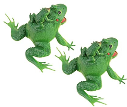 KONTONTY 2stücke Frosch Modell Simulation Frosch Ornament Grün Garten Teich Decor Spielzeug Für Junge Mädchen Mutter-Junge Quetschgeräusch-Spielzeug