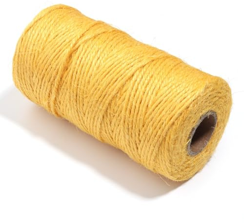 Wisafory Jute Schnur Natürliche Jute-Kordel Juteseil Kordel Farbig Bastelschnur Jutefaserschnur Dekokordel Jutegarn Bindegarn Hanfschnur für DIY Kunsthandwerk Geschenke Verpackungs Gelb