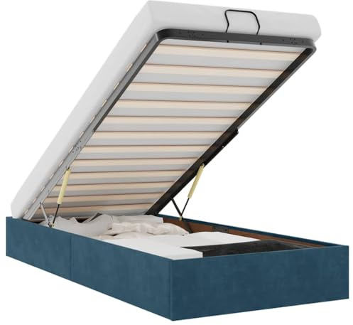 vidaXL Ottoman-Bett ohne Matratze Dunkelblau 80x200 cm Samt, Bettrahmen, Bettgestell mit Stauraum, Polsterbett, Bettgestell, Bettrahmen mit Stauraum
