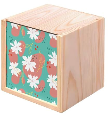 Fabulous Holzkiste – Blumenstrauß Wildblumen einfach Blumenmotiv Natur Pastell (10 x 10 x 10 cm)