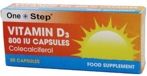 One Step | Vitamin D3 800IU | 120 Capsules | Colecalciferol Capsules | Vitamin D Supplements for Women & Men