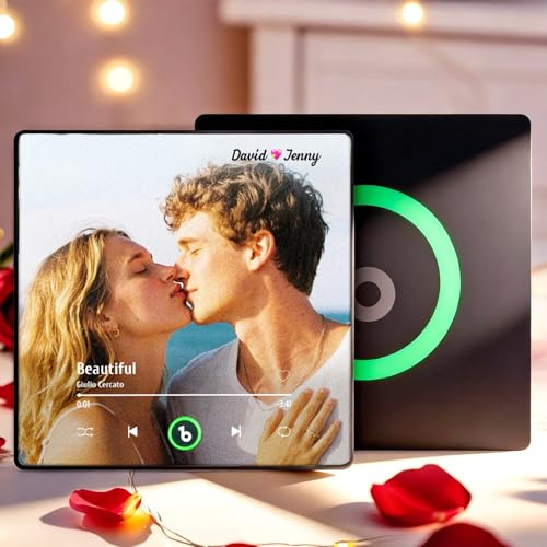 Personalisierter Spotify Fotomagnet Personalisierte Album Musik Kühlschrankmagnet Selbst Gestalten können Lieder Spielen Dekoration Geschenk für Paare Weihnachten Valentinstag (Stil I)