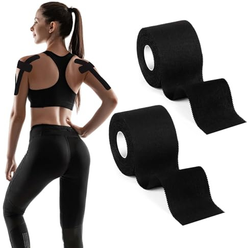 flintronic Kinesiologie Tape, 2PCS Profi Kinesiotapes Physio Tape Sport Tape Set, Hautfreundliches Sporttape, für Muskelunterstützung, Knieschmerzen, Ellenbogen und Schulter, 5cm*10m