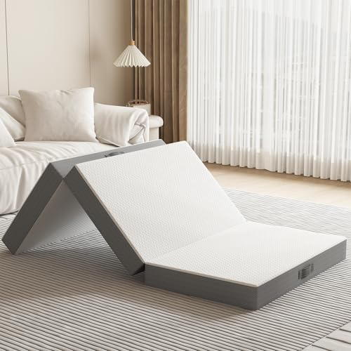 MOLPHIT Klappmatratze 90x200x15CM Mittelfeste, Faltmatratze, Gästematratze, Gästebett Klappbar aus extra dick 15cm mit waschbarem Bezug, ze für Reisen, Camping, Boden, Gästebett, Matratze