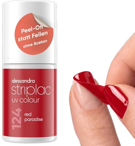 alessandro Striplac Peel-Off UV Gel Nagellack, Red Paradise, 6,5ml | Hochpigmentierter UV Gel Nagellack, bis zu 15 Tage Halt, kratzfest, acetonfrei & abziehbar, HEMA-frei & vegan