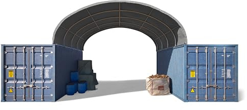 TOOLPORT Container Überdachung Contop 6x6m – PVC Plane 2300N grau – Lagerhalle Schüttgut Unterstand Zelthalle