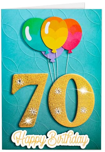 Joli Coon Geburtstagskarte 70 SIGNATURE 3D, mit FinePaper Kuvert | 350g Designerpapier, Fine-Paper-Kuvert, goldener Siegelsticker, für persönliche Geburtstagswünsche, Premium-Papeterie