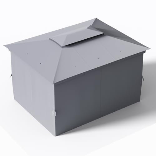 RELAX4LIFE Padiglione 3 x 4 m con Telaio in Metallo, 8 Picchetti, Padiglione Impermeabile con Tetto Doppio, Fori di Drenaggio, Gazebo per Barbecue con Pareti Laterali, Zanzariera, Giardino, Cortile