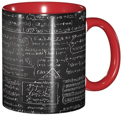 ZERAOKE Tazza da caffè in ceramica (stampa fisica), design classico con bordo rosso liscio, adatta al microonde per casa, ufficio, bar, lavastoviglie