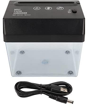Sheet Cross Cut Paper Shredder, 30-Minute, USB Mini Cross Cut Strip 3.5mm