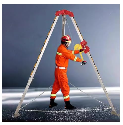 Heavy-Duty Aluminum Alloy Fall Arrest Kit - 1200lbs Tripod with Hand Winch Adjustable Height Rescue System for Mining Confined Space Firefighting & Safety (3pcs)