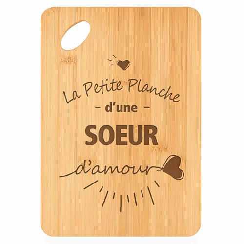 Planche à découper Soeur d'Amour - Plateau Apéro en Bambou Cadeau Gravé pour Cadeau Anniversaire Noël Cuisine Barbecue
