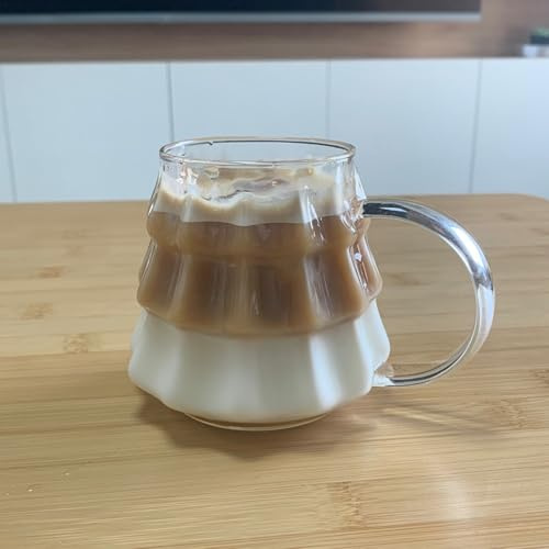 Yiohejy Tasses à café en forme d'arbre de Noël, 350 ml, tasse à lait transparente avec poignée, passe au lave-vaisselle, boissons chaudes ou froides, thé, lait