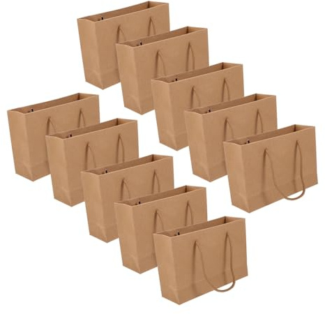 Ipetboom 10stücke Kraftpapier-geschenktüten aus Robustem Papier Tragbare Aufbewahrungstüten Kleine Papiertüten für Snacks und Geschenke mit Praktischem Griff