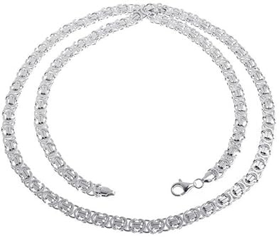 Silberketten Store flache Königskette Herren 925 Sterling Silber 6 mm Breite I Männer Silberkette mit Karabiner Verschluss I nickelfrei und hochglanzpoliert