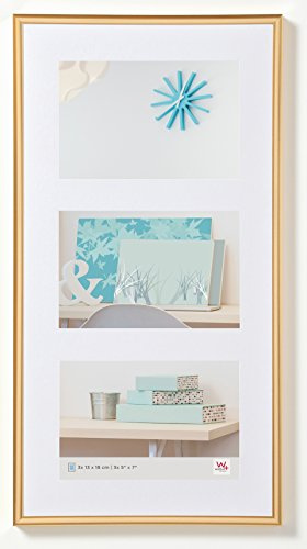 walther design Cadre Photo Or 3X 13x18 cm Galerie avec Passe-Partout, New Lifestyle Cadre Plastique KV338G