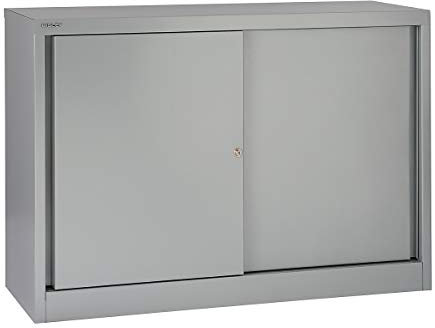 BISLEY Schiebetürenschrank ECO, 1 Fachboden, 2 OH, Metall, 645 Lichtgrau, 43 x 120 x 83.9 cm