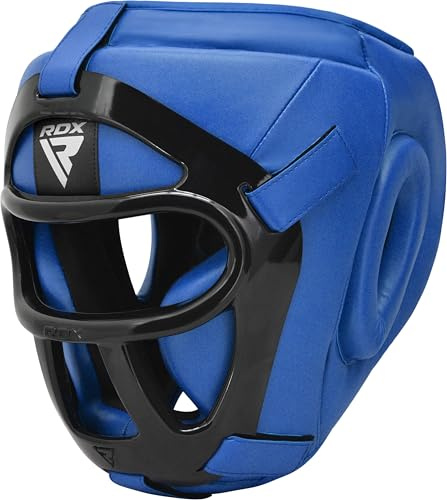 RDX Caschetto Boxe Griglia MMA Allenamento, Maya Hide Pelle Headgear, Professionale Pugilato Protezione Casco per Kick Boxing Sparring Muay Thai Arti Marziali Grappling Taekwondo Karate, Uomo Donna