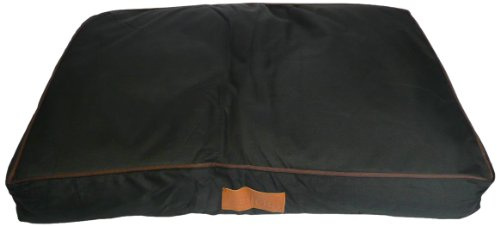 Ellie-Bo Hundebett für Innen, Matratze weich und waschbar, Bezug: wasserfestes Oxford-Gewebe, Füllung: Polyesterfaser, für 76-cm-Hundekäfig, Größe M: 71 x 48 x 10 cm, in Schwarz mit braunen Paspeln