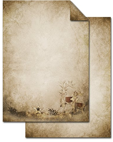 Logbuch-Verlag 100 ark julpapper A4 RENTIER vintage julbrevpapper jul skrivarpapper motivpapper julpapper 100 g