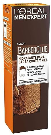 L'Oreal Men Expert Barber, Crema hidratante para barba larga de uso diario, Enriquecido con aceite de cedro: doma, acondiciona y suaviza el vello facial, 50 ml