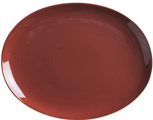 KAHLA 1T3306A93020W Homestyle Platte oval 32 cm siena red mediterranes Geschirr aus Porzellan mit Steingut- und Keramiklook flache Wurstplatte Käseplatte Kuchenplatte Servierplatte ovaler Teller rot