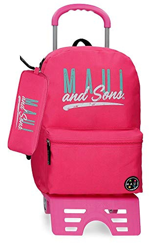 Maui and Sons Hawai Rucksack mit Trolley + Schulmäppchen Rosa 32x42x16 cms Polyester 15.6L