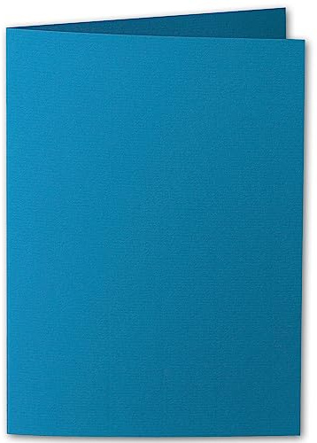 ARTOZ 15x DIN A5 Faltkarten - Petrol (Blau) gerippt 148 x 210 mm Klappkarten hochdoppelt - Blanko Doppelkarte mit 220 g/m² edle Egoutteur-Rippung