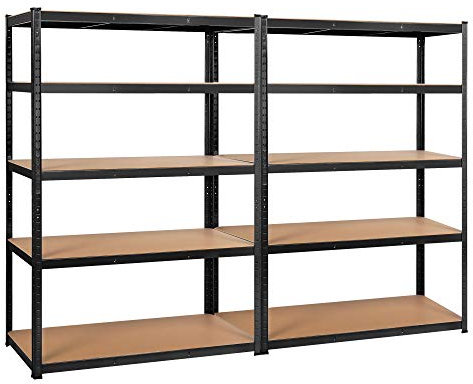 Yaheetech 2x Schwerlastregal 180x120x60 cm Regalsystem verstellbare Ablagen Steckregal 875kg Regal 5 MDF-Platten Lagerregal Kellerregal Garagenregal
