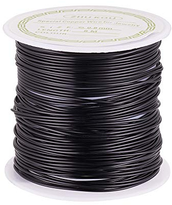 Pandahall 26.3 Feet Tarnish Resistant Copper Wire 20 Gauge Jewelry Beading Craft Wire for Jewelry Making (Black)