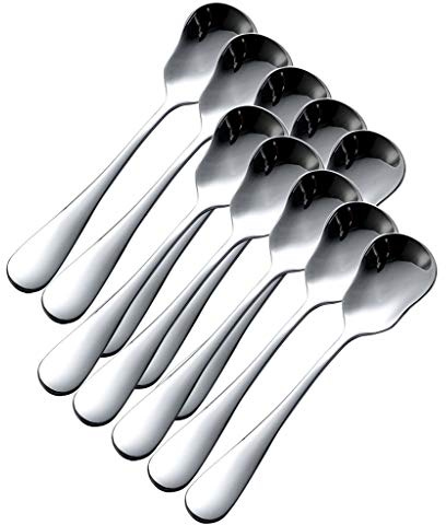 zxb-shop Durable Spoons, Stainless Steel Spoons, Set of 10, Dessert Spoon, Yoghurt Spoon, Ice Cream Spoon, Cute Pudding, Small Spoon, 5.31 Inch Tablespoons