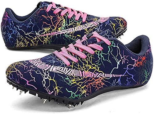 LONG-M Unisex Leichtathletik-Spikes Leichtathletikschuhe 8 Nägel Cross Country Spikes Professionelle Leichtathletik-Wettkampf-Laufschuhe,Black Rose,38
