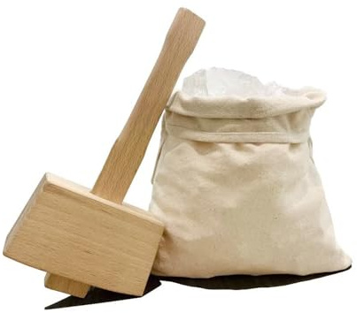 NIUTRIP Ice Mallet and 2pcs Lewis Bags Set for Ice Crushing-Wooden Hammer and Canvas Bag, Bar Tools, Bartender Kit, Kitchen Accessory