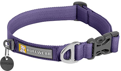 RUFFWEAR Front Range Hundehalsband, Robustes Tubelok-Gewebe, Aluminium-Leinenbefestigung & Schnalle, Helles, Stilvolles & Langlebiges Halsband für den Alltag, Purple Sage (Größe M, 36-51cm)