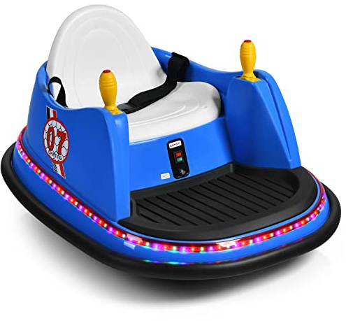 COSTWAY Veicolo Elettrico Macchina Elettrica Design Autoscontro per Bambini, Girevole a 360°, con Luci e Musica, con Telecomando, per Bambini 2-5 Anni (Blu)