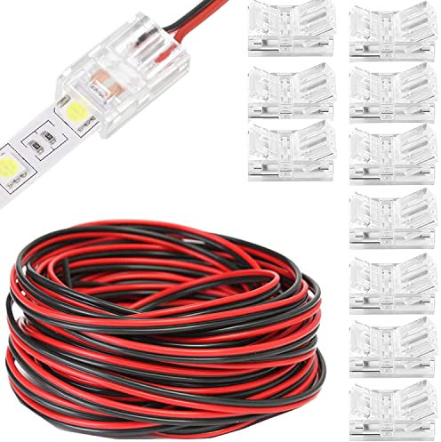 RUNCCI-YUN Cavo di Prolunga da 20 m LED,Kit di Connettori a Striscia LED,LED Connettore, Connettori Strisce Led Spina 8mm 2 pin, 2 Poli Rapido Connettore Cavo per SMD 5050 5630 monochrom LED
