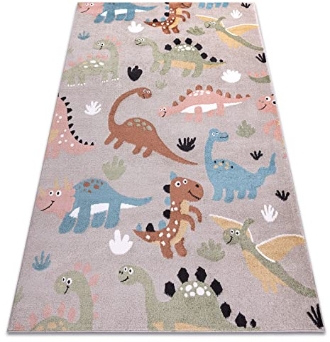 rugsx Fun Dino Kinderteppich mit Muster „Dinosaurier” beige 160x220 cm