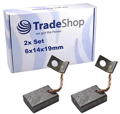 2x Trade-Shop Motorkohlen/Kohlebürsten/Kohlestifte 6x14x19mm für Bosch Gleichstrom Lichtmaschinen 12V ersetzt 1107014144 1107014125 1107014135